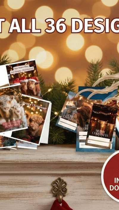 christmas printables with highland cows